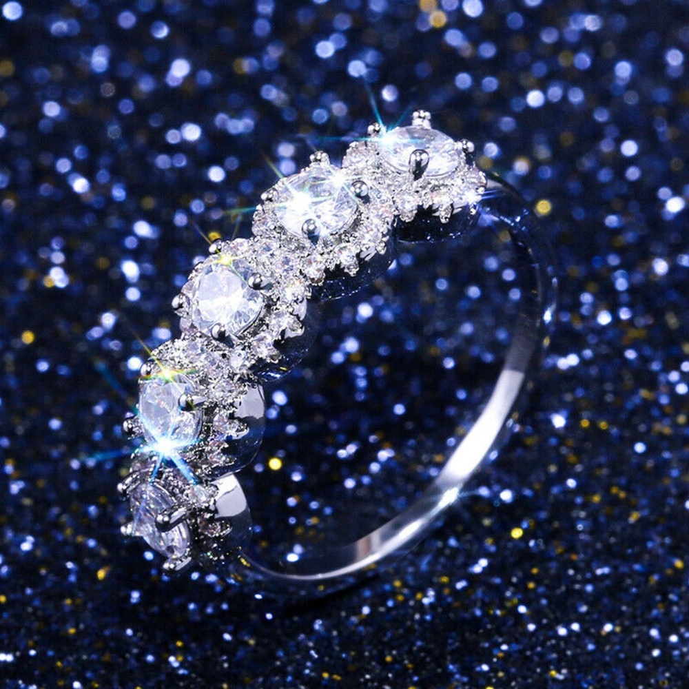 925 Silver White Sapphire Ring New - Picture 1 of 3